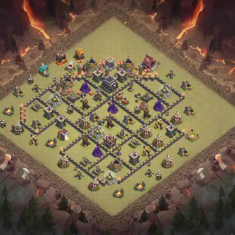 TH9 anti dragon anti 3-star war base layout #044