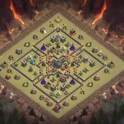TH9 anti lavaloon anti 3-star war base layout #047