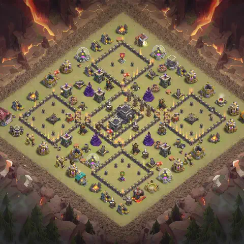 TH9 anti lavaloon anti 3-star war base layout #056