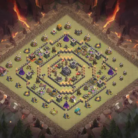 TH9 anti lavaloon anti 3-star war base layout #059