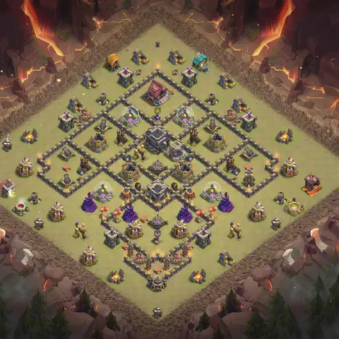 TH9 anti lavaloon anti 3-star war base layout #065
