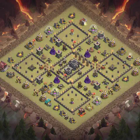 TH9 anti lavaloon anti 3-star war base layout #068