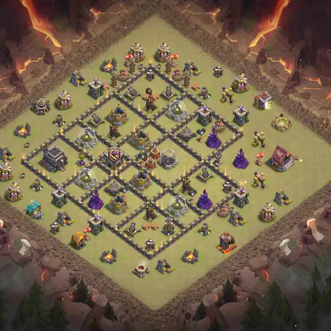 TH9 anti air anti 3-star war base layout #086
