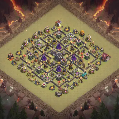TH9 anti air anti 3-star war base layout #089