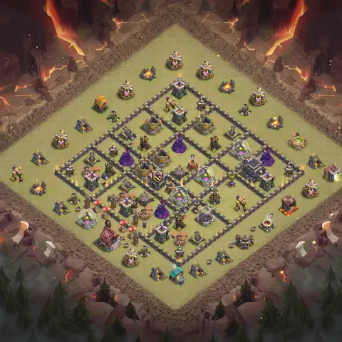 TH9 anti lavaloon anti 3-star war base layout #092