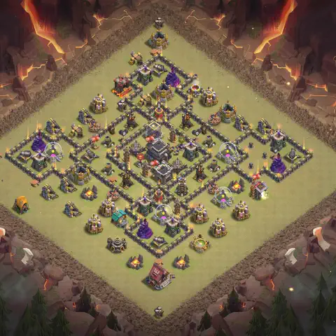 TH9 anti air anti 3-star war base layout #098