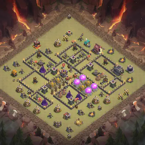 TH9 anti dragon anti 3-star war base layout #143