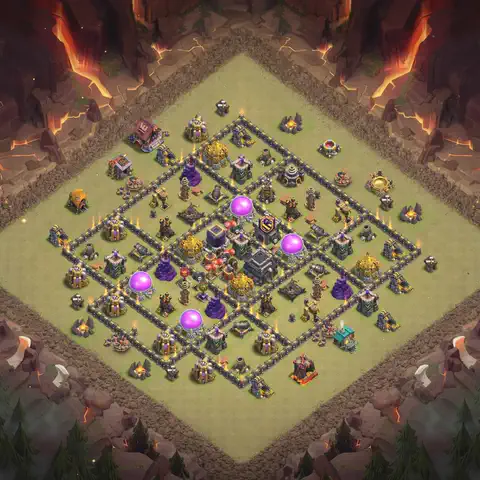 TH9 anti lavaloon anti 3-star war base layout #155