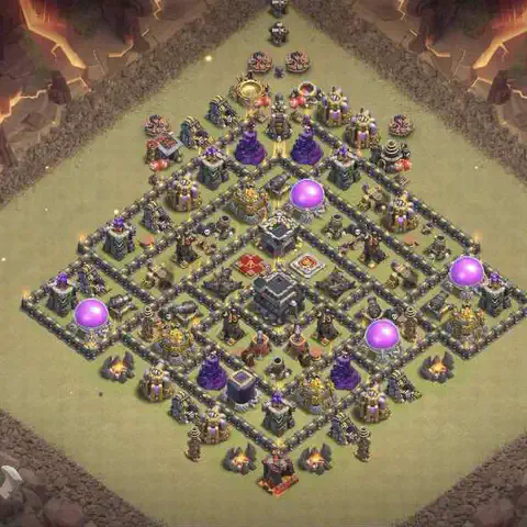 TH9 anti air anti 3-star war base layout #206