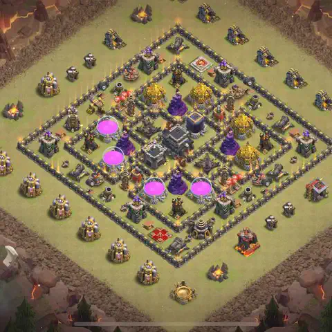 TH9 anti air anti 3-star war base layout #218