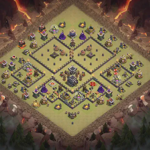 TH9 anti lavaloon anti 3-star war base layout #245