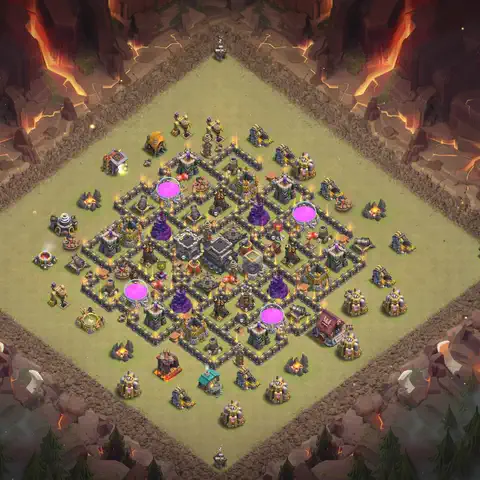 TH9 anti lavaloon cwl war base layout #007
