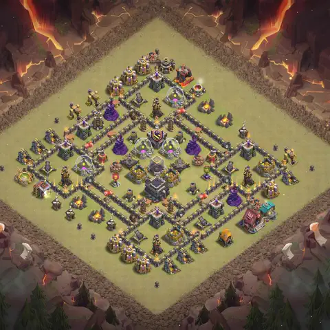 TH9 anti dragon cwl war base layout #013
