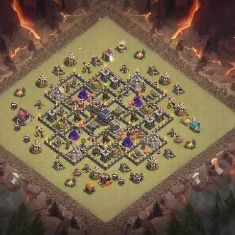 TH9 anti dragon cwl war base layout #016