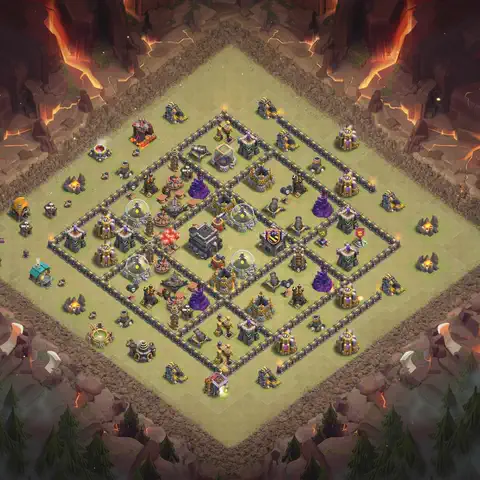 TH9 anti lavaloon cwl war base layout #043