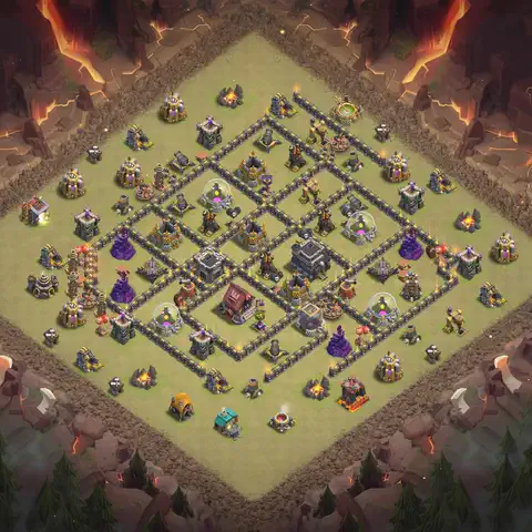 TH9 anti dragon cwl war base layout #064