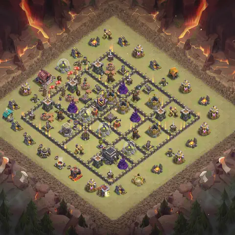TH9 anti dragon cwl war base layout #082