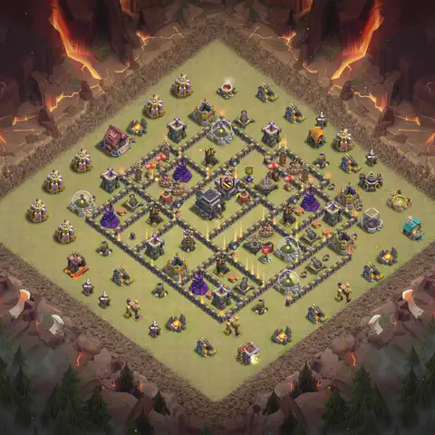 TH9 anti lavaloon cwl war base layout #085