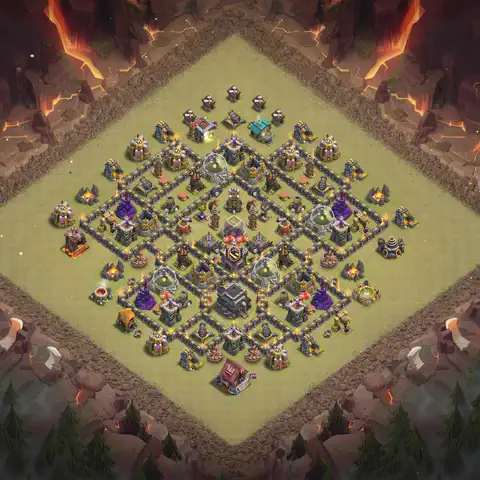 TH9 anti lavaloon cwl war base layout #088