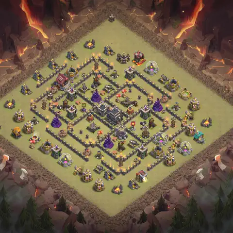 TH9 anti dragon cwl war base layout #097