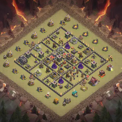 TH9 anti dragon cwl war base layout #100