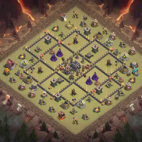 TH9 anti lavaloon cwl war base layout #112