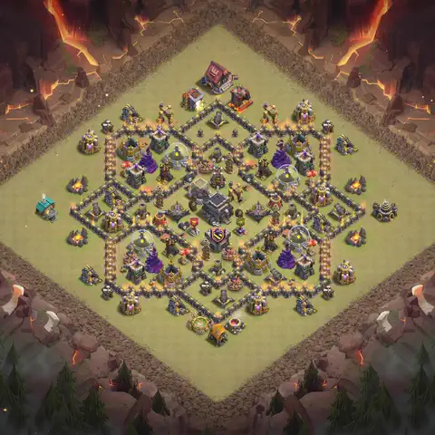 TH9 anti lavaloon cwl war base layout #115