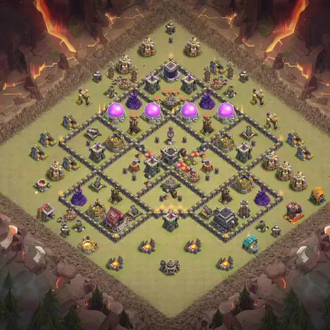 TH9 anti dragon cwl war base layout #124