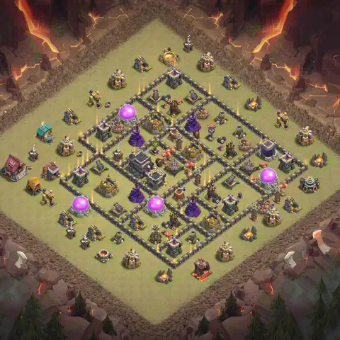 TH9 anti lavaloon cwl war base layout #127