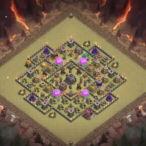 TH9 anti dragon cwl war base layout #130