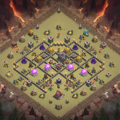 TH9 anti lavaloon cwl war base layout #151