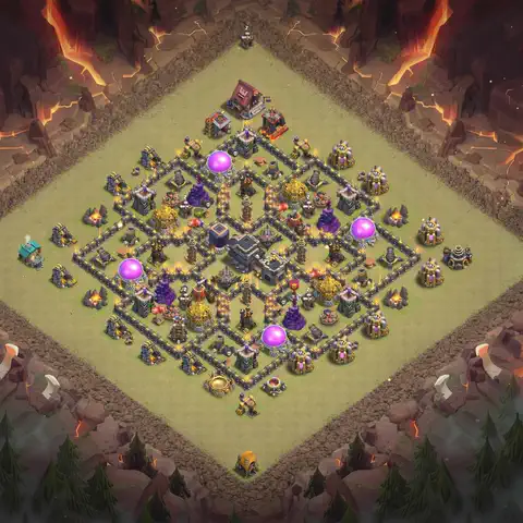 TH9 anti dragon cwl war base layout #163