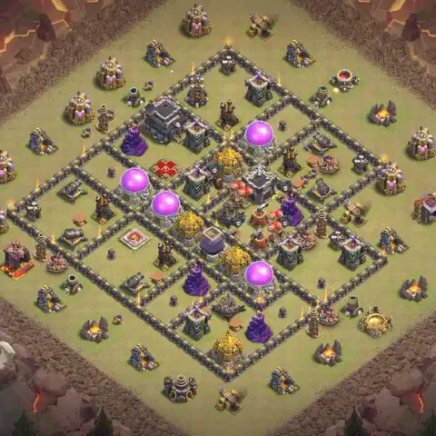 TH9 anti dragon cwl war base layout #190