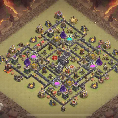 TH9 anti dragon cwl war base layout #196