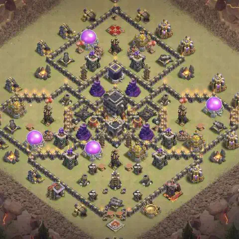 TH9 anti lavaloon cwl war base layout #208