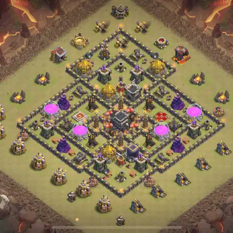 TH9 anti lavaloon cwl war base layout #220