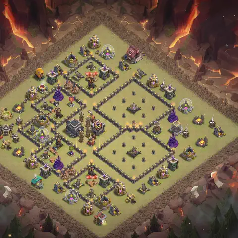 TH9 anti lavaloon war defense base layout #003