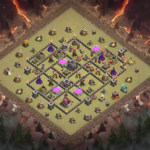 TH9 anti lavaloon war defense base layout #006