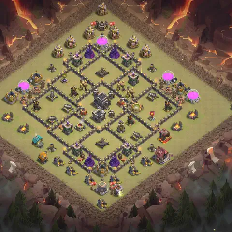 TH9 anti dragon war defense base layout #009