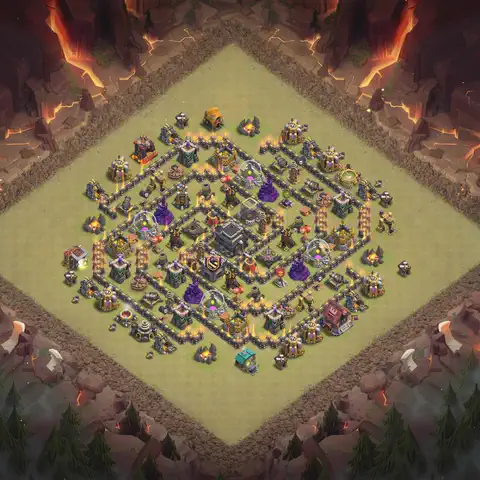 TH9 anti dragon war defense base layout #012