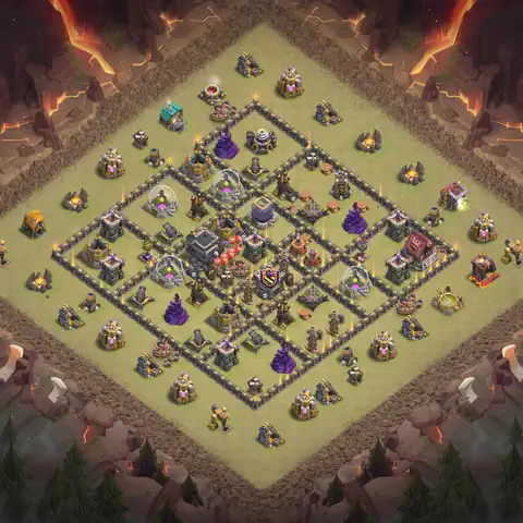 TH9 anti dragon war defense base layout #018