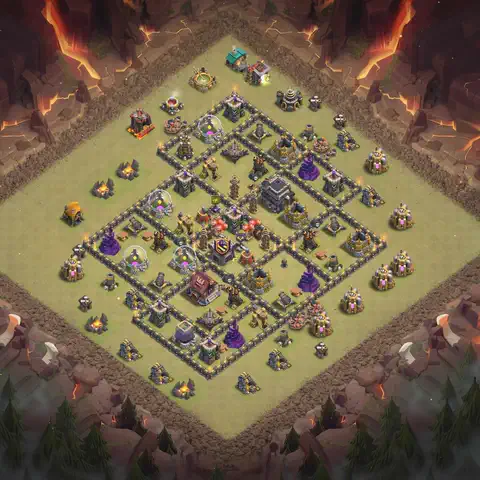 TH9 anti lavaloon war defense base layout #021