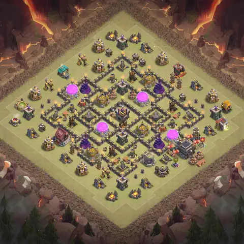 TH9 anti lavaloon war defense base layout #024