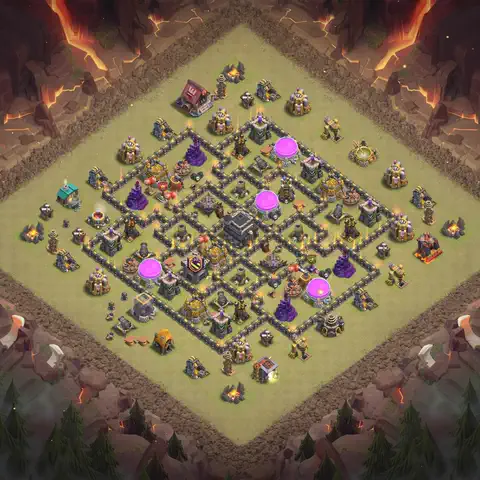 TH9 anti dragon war defense base layout #027