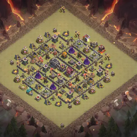 TH9 anti lavaloon war defense base layout #030