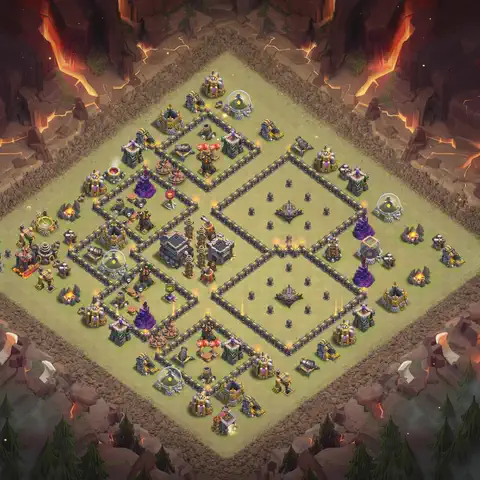 TH9 anti air war defense base layout #039