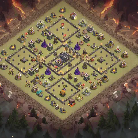 TH9 anti dragon war defense base layout #045