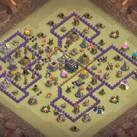 TH9 anti dragon war defense base layout #054