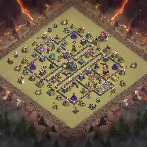 TH9 anti dragon war defense base layout #057