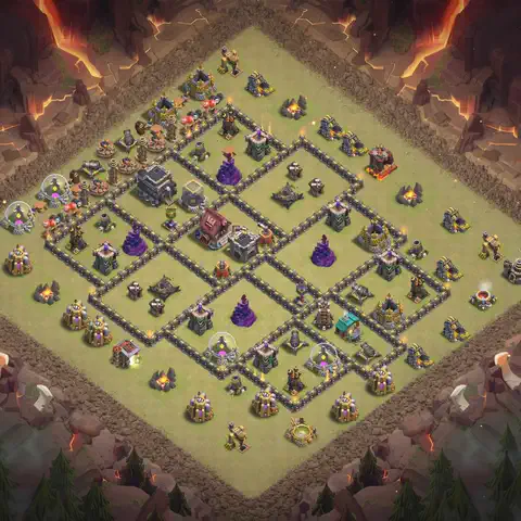 TH9 anti dragon war defense base layout #060